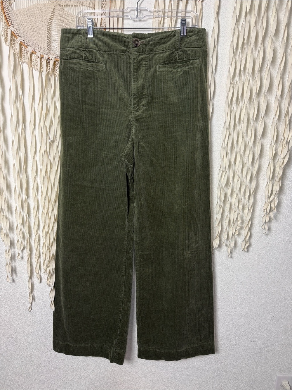 Anthropologie | Maeve The Colette Crop High Rise Wide Leg Green Corduroy 31